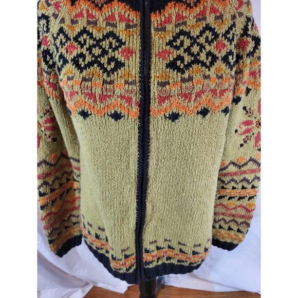 Planet Earth Sweaters Size Large Full Size Cardigan Sweater Olive Green - Picture 3 of 6